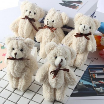 13.5cm Kawaii Milk Teddy Bear keychain Plush toy Doll Pendant Soft PP Cotton Stuffed Animals Bear Bag Ornaments Accessories