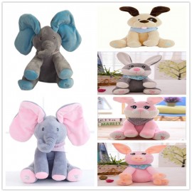 Funny Hide and Seek Plush Toys Elephant Bear Dog Rabbit Pig Electric Speaking Singing Doll Musical Toys for Christmas 16 Models