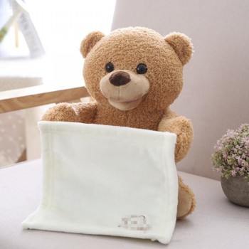 Funny Hide and Seek Plush Toys Elephant Bear Dog Rabbit Pig Electric Speaking Singing Doll Musical Toys for Christmas 16 Models