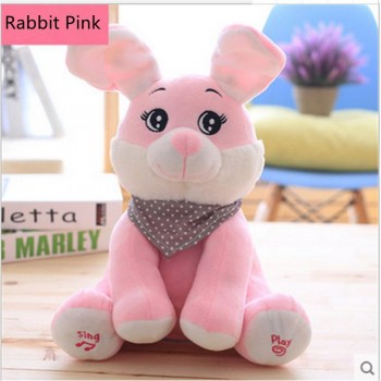 Funny Hide and Seek Plush Toys Elephant Bear Dog Rabbit Pig Electric Speaking Singing Doll Musical Toys for Christmas 16 Models
