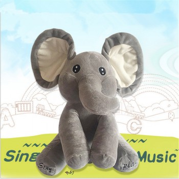 Funny Hide and Seek Plush Toys Elephant Bear Dog Rabbit Pig Electric Speaking Singing Doll Musical Toys for Christmas 16 Models