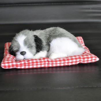 Car Ornament Plush Dogs Barking Sound Doll Electric Simulation Sleeping Puppy Toy Automotive Dashboard Decor Cute Gift