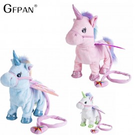 Funny Toys 1pc Electric Walking Unicorn Plush Toy Stuffed Animal Toy Electronic Music Unicorn Toy for Children Christmas Gifts