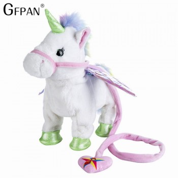 Funny Toys 1pc Electric Walking Unicorn Plush Toy Stuffed Animal Toy Electronic Music Unicorn Toy for Children Christmas Gifts
