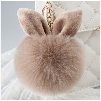 New Mini Plush Kawaii Rabbit Fur Ball keychain Cute Fashion Kids Plush Dolls Pom Pom Soft fluffy Charm Baby For Girls Women gift