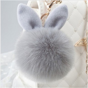 New Mini Plush Kawaii Rabbit Fur Ball keychain Cute Fashion Kids Plush Dolls Pom Pom Soft fluffy Charm Baby For Girls Women gift