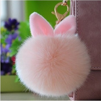 New Mini Plush Kawaii Rabbit Fur Ball keychain Cute Fashion Kids Plush Dolls Pom Pom Soft fluffy Charm Baby For Girls Women gift