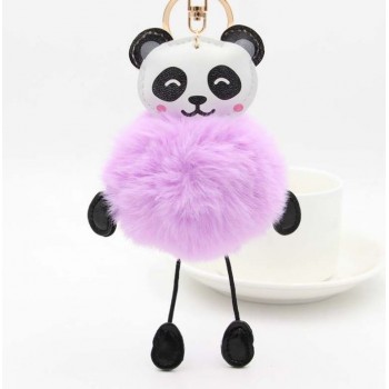 1 Pc Kawaii Panda Fake Rabbit Fur Soft Ball Keychain for Women Bag Pendant Cars Plush KeyChains for Girls Gift