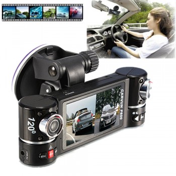 1PC Universal New Dual Lens Car Camera Vehicle DVR Dash Cam Two Lens Video Recorder F600 Black
