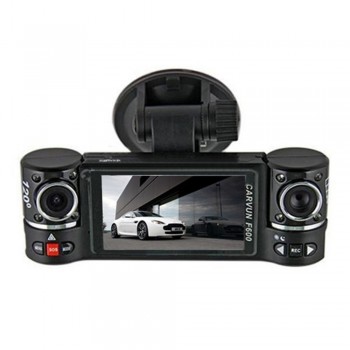 1PC Universal New Dual Lens Car Camera Vehicle DVR Dash Cam Two Lens Video Recorder F600 Black