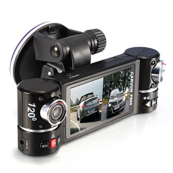 1PC Universal New Dual Lens Car Camera Vehicle DVR Dash Cam Two Lens Video Recorder F600 Black