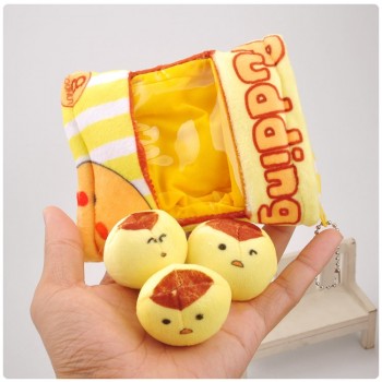 Cute Japanese Puppy Rabbit Snack Bag Plush Keychain Toy Pudding Dog Snack Bag Small Hanging Pendant Doll Animals Cartoon Toy