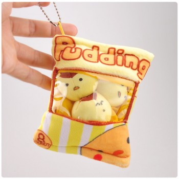 Cute Japanese Puppy Rabbit Snack Bag Plush Keychain Toy Pudding Dog Snack Bag Small Hanging Pendant Doll Animals Cartoon Toy