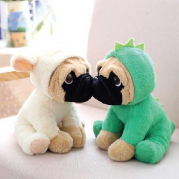Shaping Shar Pei Plush Toy Cute Dog With Hat Clothes Dog Simulation Pug Dog Stuffed Doll Plush Toy