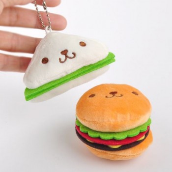 1 Pc Creative Food Hamburger Sandwich Plush Keychain Cartoon Soft Plush Doll Toy Plush Pendant for Kids Gift