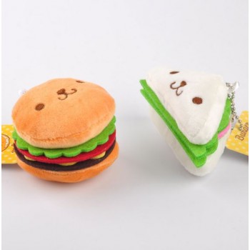 1 Pc Creative Food Hamburger Sandwich Plush Keychain Cartoon Soft Plush Doll Toy Plush Pendant for Kids Gift