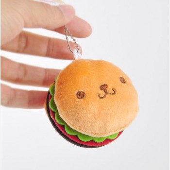 1 Pc Creative Food Hamburger Sandwich Plush Keychain Cartoon Soft Plush Doll Toy Plush Pendant for Kids Gift