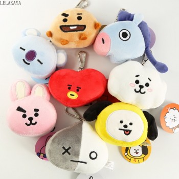 Mini Cartoon Anime BTS Plush Keychains Bag Xmas Pendants Gift Bangtan Boys Sheep Dog Animals Soft Stuffed Bags Decoration Toy