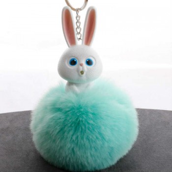New Mini Plush Kawaii rabbit Fur Ball keychain Soft Toys Cute Kids Plush Dolls pompom fluffy Charm Baby For Girls Women gift