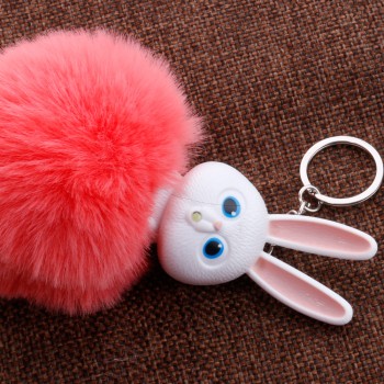 New Mini Plush Kawaii rabbit Fur Ball keychain Soft Toys Cute Kids Plush Dolls pompom fluffy Charm Baby For Girls Women gift
