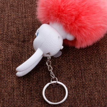 New Mini Plush Kawaii rabbit Fur Ball keychain Soft Toys Cute Kids Plush Dolls pompom fluffy Charm Baby For Girls Women gift