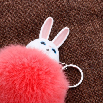 New Mini Plush Kawaii rabbit Fur Ball keychain Soft Toys Cute Kids Plush Dolls pompom fluffy Charm Baby For Girls Women gift