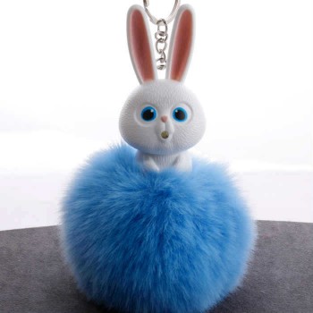 New Mini Plush Kawaii rabbit Fur Ball keychain Soft Toys Cute Kids Plush Dolls pompom fluffy Charm Baby For Girls Women gift