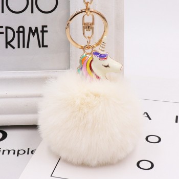 New Mini Kawaii Plush Cute  Fur Ball keychain Soft Toys Cute Fashion Kids Dolls pompom fluffy Charm Baby For Girls Women gift