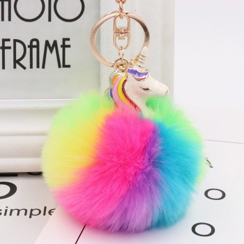 New Mini Kawaii Plush Cute  Fur Ball keychain Soft Toys Cute Fashion Kids Dolls pompom fluffy Charm Baby For Girls Women gift