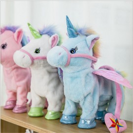 35cm Electric Walking Unicorn Plush Toy Stuffed Animal Toy Electronic Music Unicorn Toy for Children Christmas Gifts 2018 Hot