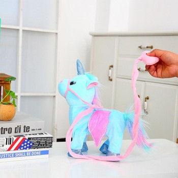 35cm Electric Walking Unicorn Plush Toy Stuffed Animal Toy Electronic Music Unicorn Toy for Children Christmas Gifts 2018 Hot