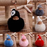 Cartoon Doll Hairball Keychain Plush Handbag Car Keyring Women Key Buckle Plush Keychains