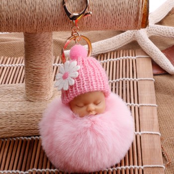 Cartoon Doll Hairball Keychain Plush Handbag Car Keyring Women Key Buckle Plush Keychains