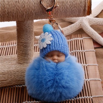 Cartoon Doll Hairball Keychain Plush Handbag Car Keyring Women Key Buckle Plush Keychains
