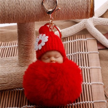 Cartoon Doll Hairball Keychain Plush Handbag Car Keyring Women Key Buckle Plush Keychains