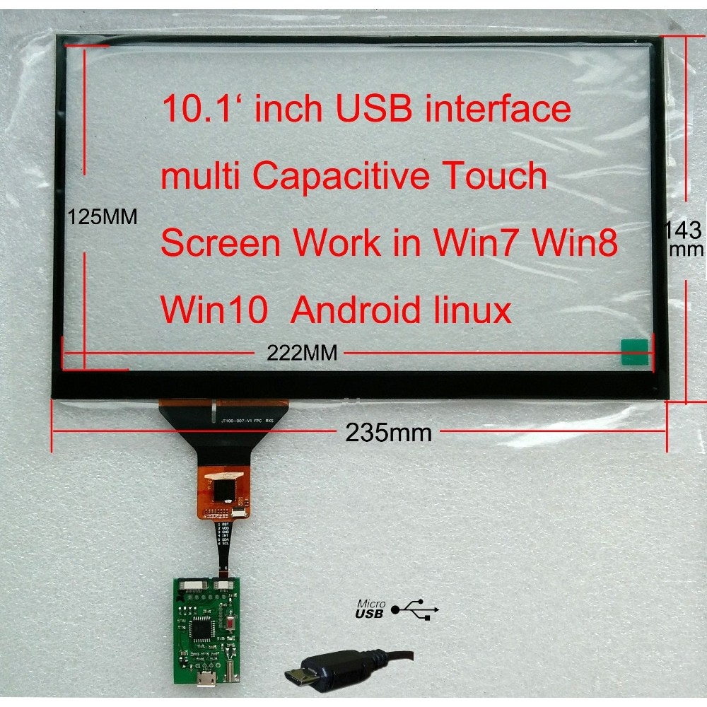10.1 inch  USB interface capacitive touchscreen  FOR CARPC win7 win8 win10  Android Linux Raspberry Pi Support horizontal and ve