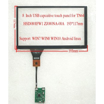 8 inch  USB interface capacitive touchscreen  FOR CARPC win7 win8  win10 Android Linux Can Be compatible withTN64 HSD080IFW1