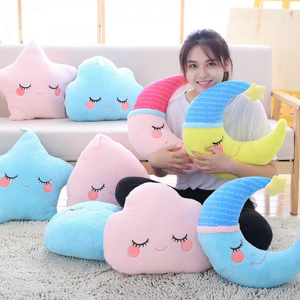 1pc Kawaii Sky Series Plush Toys Stuffed Soft Pillow Water Moon Star Cloud Plush Pillow Cushion Decoration Gifts For Kids Girls