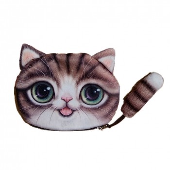 New Small Tail Cat Plush Coin Purse Cute Cartoon Stuffed Animals Coin Plush Pouch Kids Purse Holder Children Gifts Plush Purse