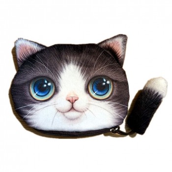 New Small Tail Cat Plush Coin Purse Cute Cartoon Stuffed Animals Coin Plush Pouch Kids Purse Holder Children Gifts Plush Purse