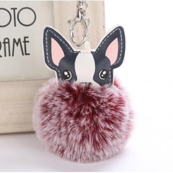 Faux Rabbit Fur Ball Dog plush Keychains Fluffy Leather Key Handbag Purse Plush Car Holder Charms Pendent Keyring Porte Clef
