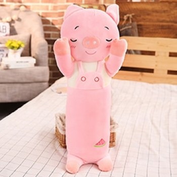 Animals Long Pillow Cylindrical Stuffed Bolster Standing Dog/Rabbit/Cat/Pig Pink/Grey Kids Adults Sleeping Companion 70/110cm