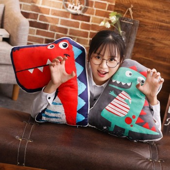 Cuddly Colored Dinosaur Shaped Pillow Plush Stuffed Animal Bolster Pillow Kids Huggable Dino Fans Collection Plushie