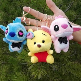 Hot sale Cartoon stitch plush keychain toys stuff animals small pendant DIY creative gifts Valentines day birthday gifts