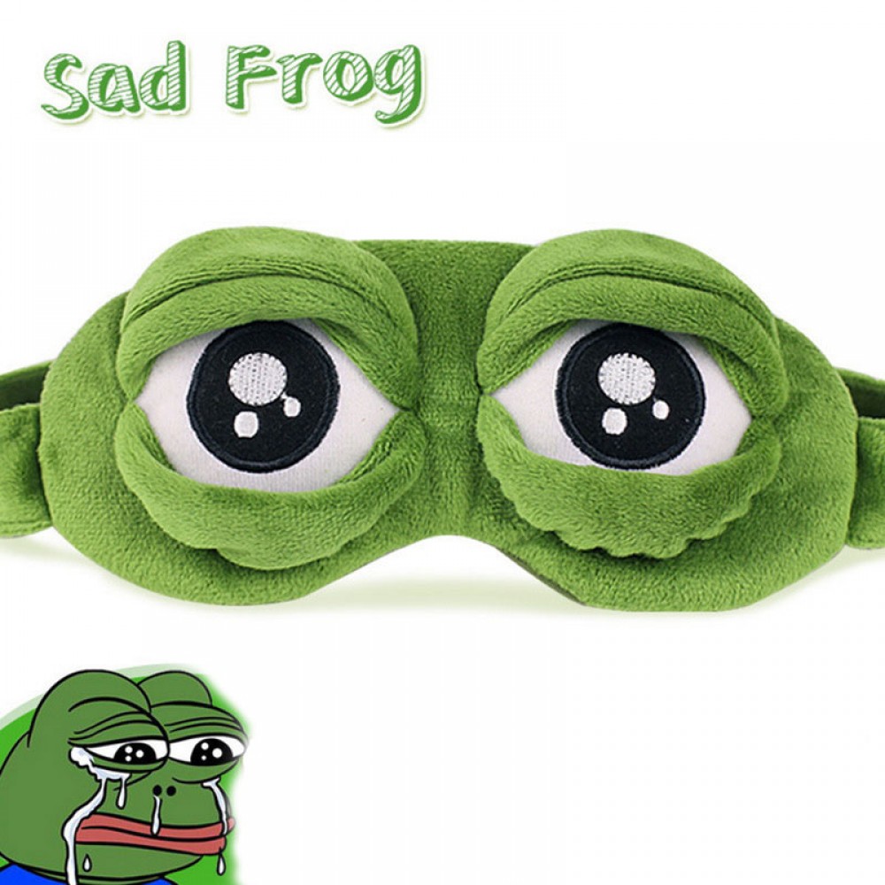 3D plush Sad Frog Sleep Mask Rest Travel Sleeping Aid Blindfold Cover Patch Sleeping Mask Case Anime Cosplay toy kids children