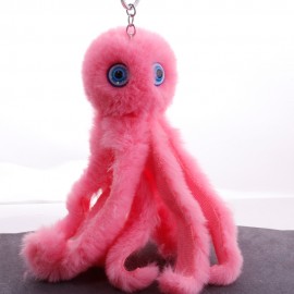 New Mini Kawaii Plush cool octopus Fur keychain Soft Toys Cute Fashion Kids Dolls pompom fluffy Charm Baby For Girls Women gift