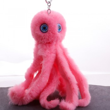 New Mini Kawaii Plush cool octopus Fur keychain Soft Toys Cute Fashion Kids Dolls pompom fluffy Charm Baby For Girls Women gift