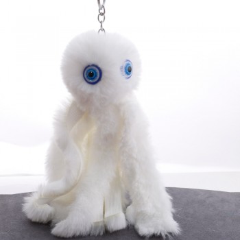New Mini Kawaii Plush cool octopus Fur keychain Soft Toys Cute Fashion Kids Dolls pompom fluffy Charm Baby For Girls Women gift
