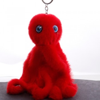New Mini Kawaii Plush cool octopus Fur keychain Soft Toys Cute Fashion Kids Dolls pompom fluffy Charm Baby For Girls Women gift