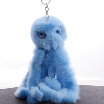 New Mini Kawaii Plush cool octopus Fur keychain Soft Toys Cute Fashion Kids Dolls pompom fluffy Charm Baby For Girls Women gift